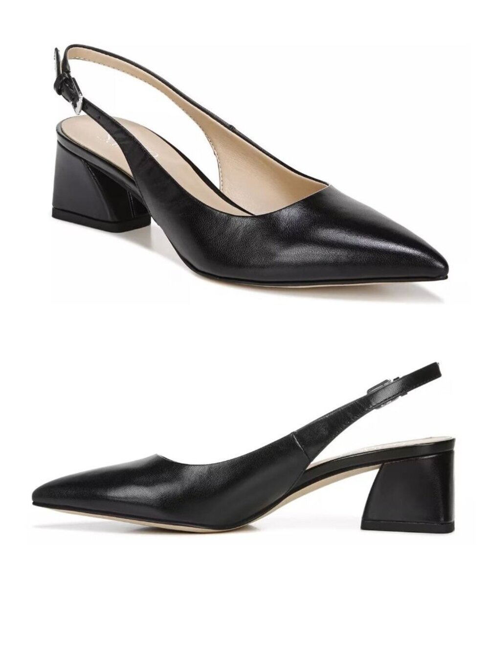 New Franco Sarto Racer Pointed Toe Block Heel Slingback Pumps Shoes Size 9.5